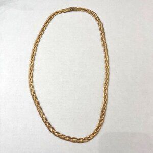 Gold Tone Braided Statement Necklace 30" Approx VTG